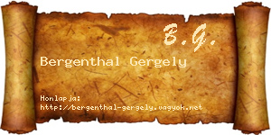 Bergenthal Gergely névjegykártya